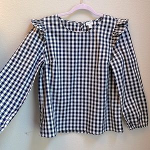 JCrew Women’s M navy and white check shirt. EUC. Smoke free home